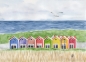 Preview: Aquarell Maritim Kunst Druck Kunstdruck Nordsee Insel Langeoog bunte Buden Meer Strand